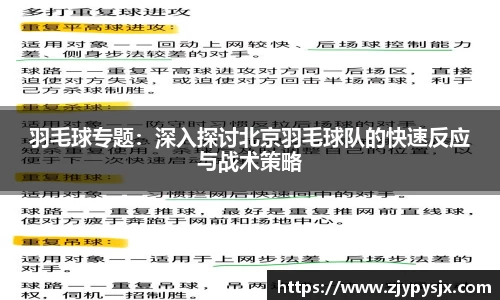 羽毛球专题：深入探讨北京羽毛球队的快速反应与战术策略